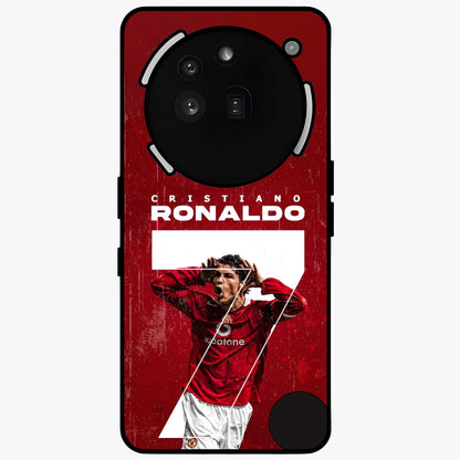 Goal Celebration Legacy Glass Case showing flat back view with football celebration inspired artwork and glossy glass finish.
