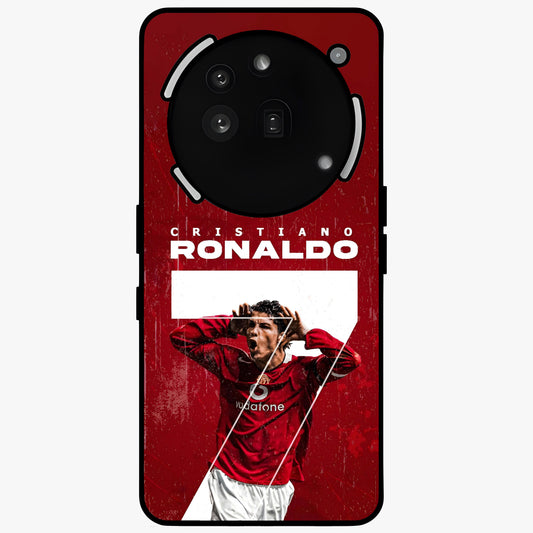 Goal Celebration Legacy Glass Case showing flat back view with football celebration inspired artwork and glossy glass finish.