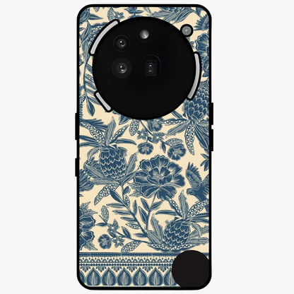 Heirloom Wild Bloom Glass Case showing flat back view with vintage inspired wild flower artwork and glossy glass finish.