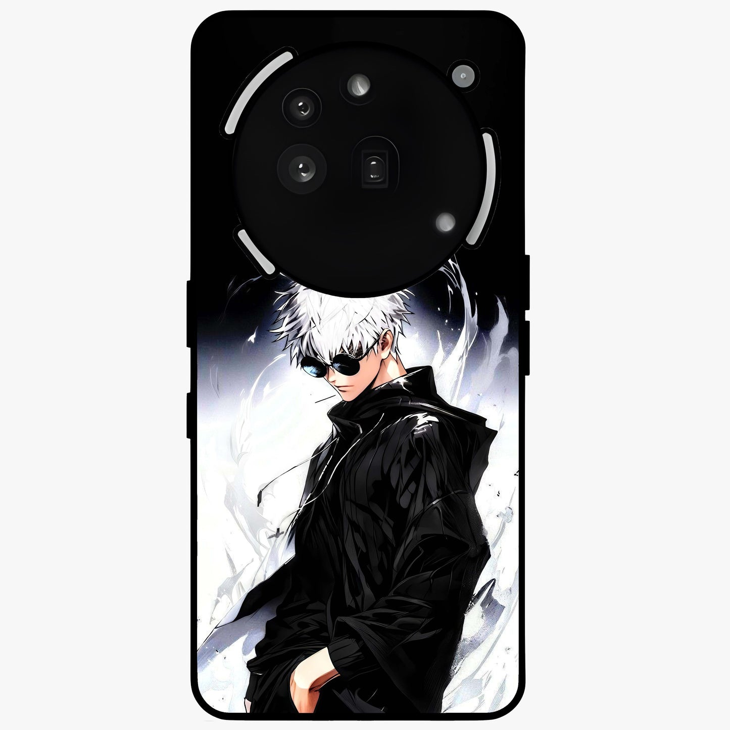 Limitless Shadow King Glass Case showing flat back view with powerful shadow warrior artwork and glossy glass finish.