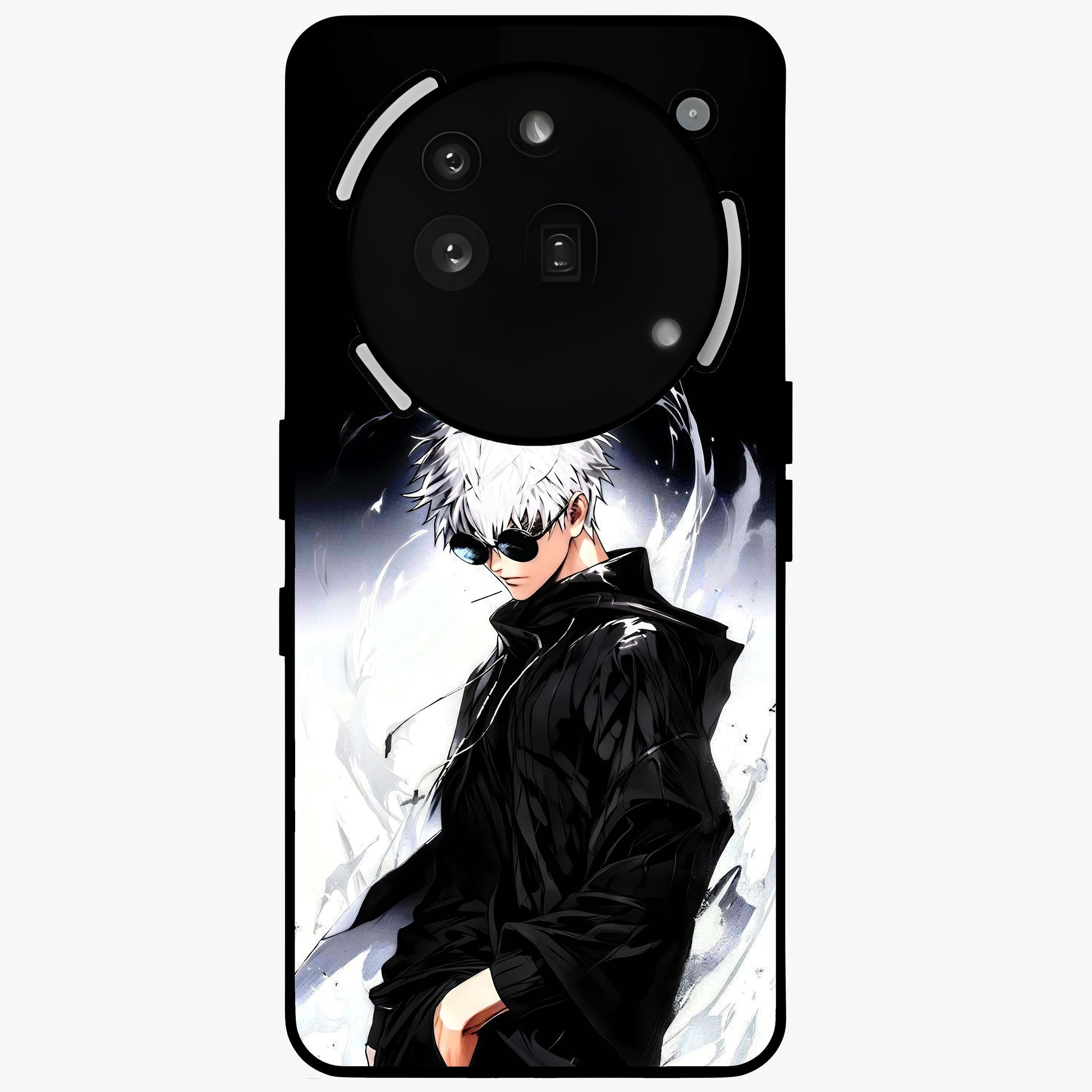 Limitless Shadow King Glass Case showing flat back view with powerful shadow warrior artwork and glossy glass finish.