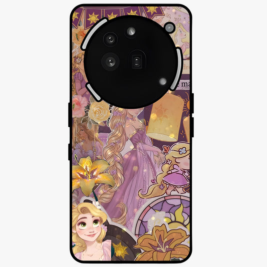 Magical Tangled Dream Glass Case showing flat back view with dreamy tangled artwork and glossy glass finish.