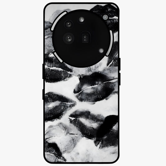Midnight Kiss Marks Glass Case showing flat back view with lipstick kiss mark artwork and glossy glass finish.