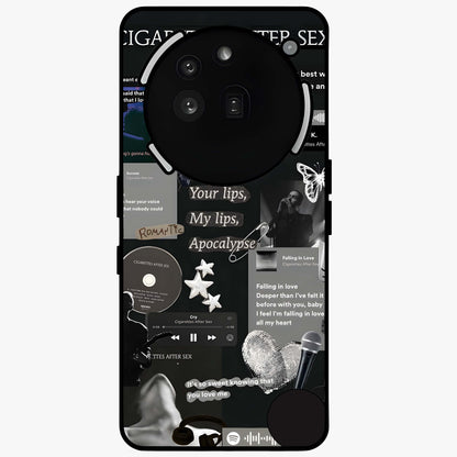 Midnight Love Echo Glass Case showing flat back view with romantic midnight themed artwork and glossy glass finish.