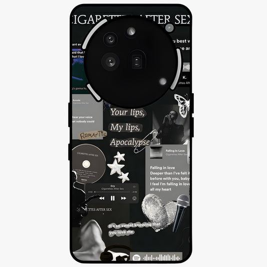 Midnight Love Echo Glass Case showing flat back view with romantic midnight themed artwork and glossy glass finish.