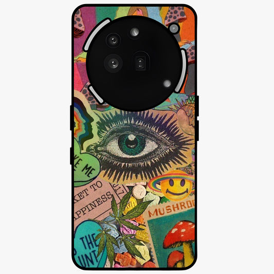 Mystic Eye Wonderland Glass Case showing flat back view with mystical eye themed artwork and glossy glass finish.