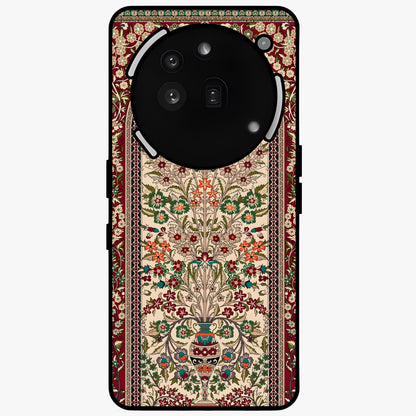 Persian Inspired Glass Case showing flat back view with ornate Persian style pattern artwork and glossy glass finish.