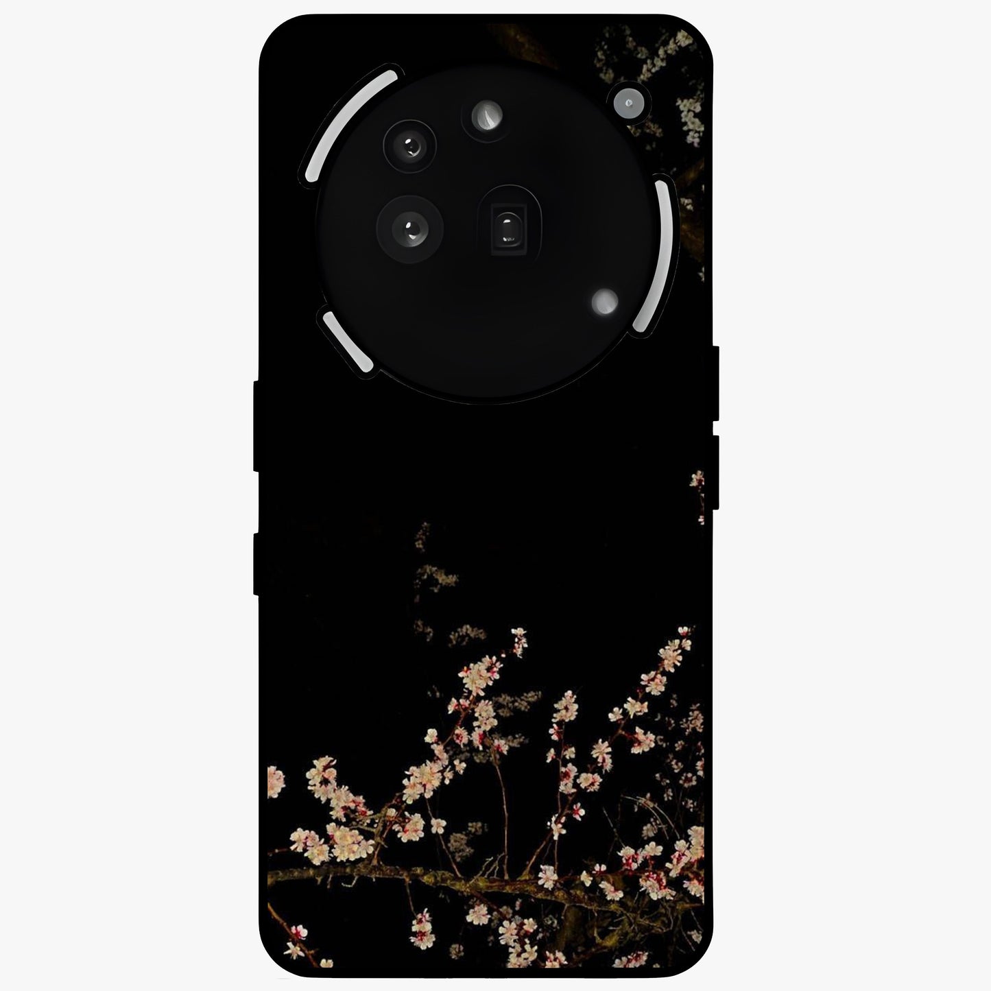 Petal Moon Light With Custom Name Glass Case showing flat back view with floral moonlight artwork and personalized name design.