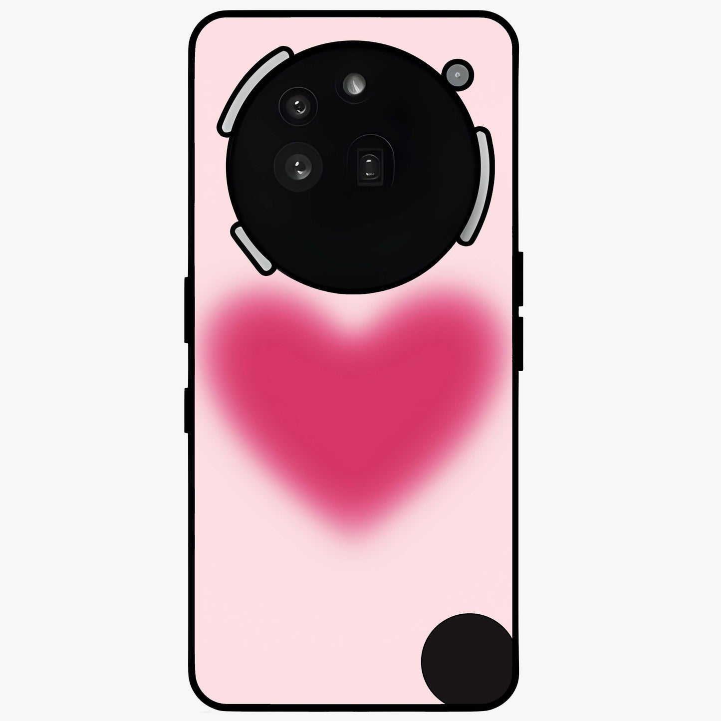 Pink Aura Heart Glass Case showing flat back view with glowing heart artwork and glossy glass finish.