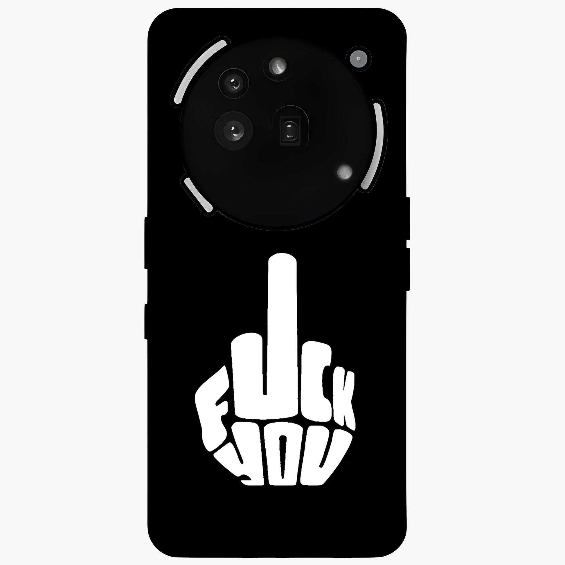 Rebel Mode On Glass Case showing flat back view with bold rebellious typography artwork and glossy glass finish.