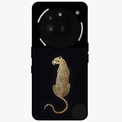 Regal Leopard Glass Case showing flat back view with bold leopard artwork and glossy glass finish.