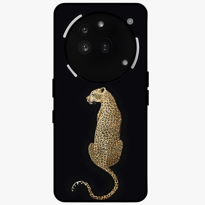 Regal Leopard Glass Case showing flat back view with bold leopard artwork and glossy glass finish.