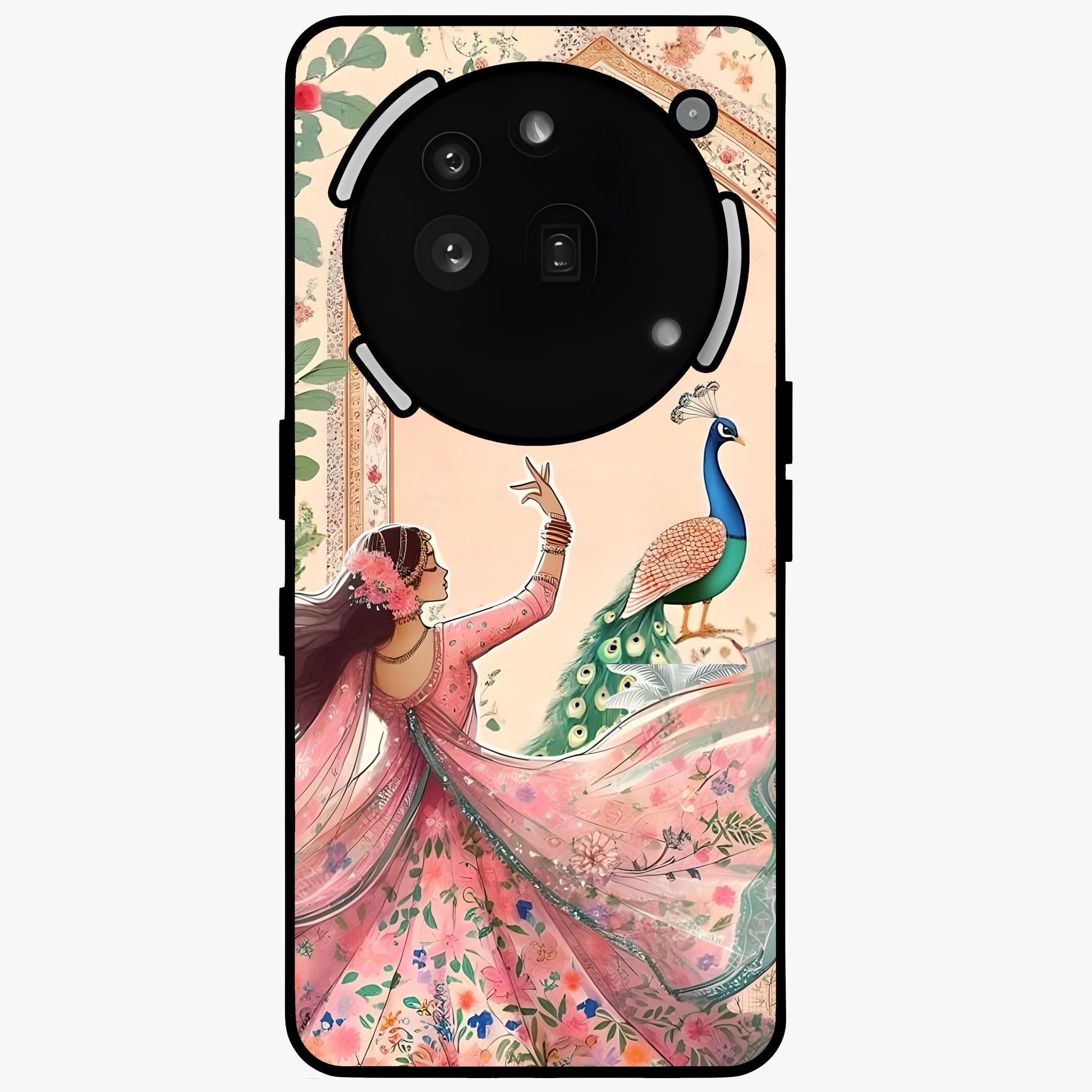 Royal Grace Muse Glass Case showing flat back view with elegant artistic artwork and glossy glass finish.
