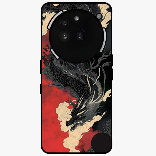 Shadow Dragon Fury Glass Case showing flat back view with fierce dragon artwork and glossy glass finish.