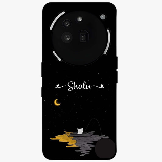 Silent Night Row Glass Case showing flat back view with calm night themed artwork and glossy glass finish.