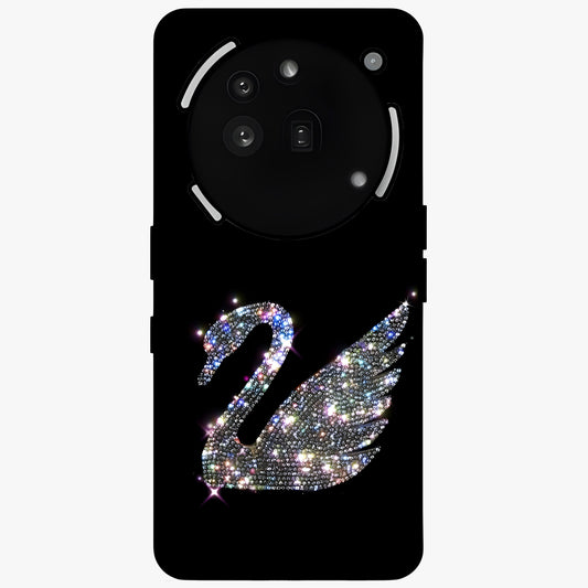Starlit Swan Grace Glass Case showing flat back view with graceful swan artwork under starry sky and glossy glass finish.