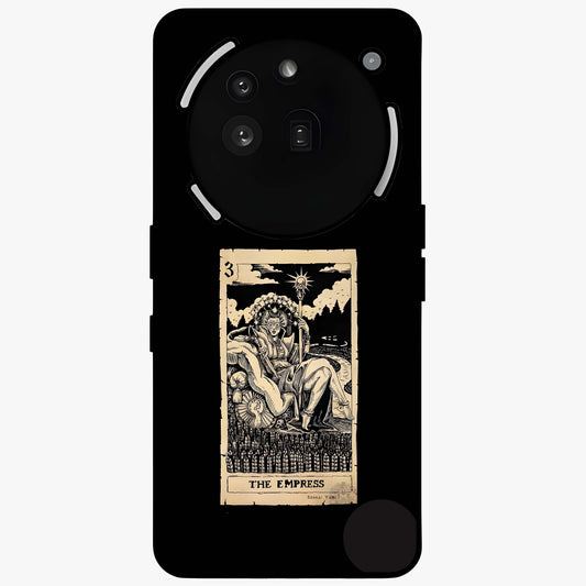 The Empress Glass Case showing flat back view with regal feminine artwork and glossy glass finish.
