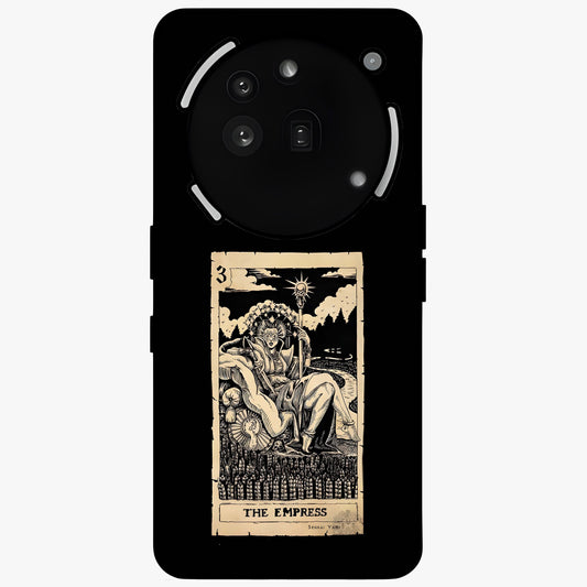 The Empress Glass Case showing flat back view with regal feminine artwork and glossy glass finish.