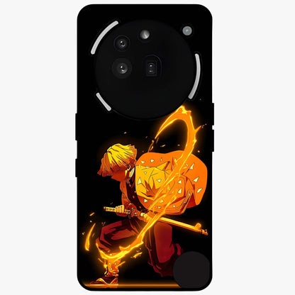 Thunder Flame Execution Glass Case showing flat back view with powerful flame and lightning artwork and glossy glass finish.