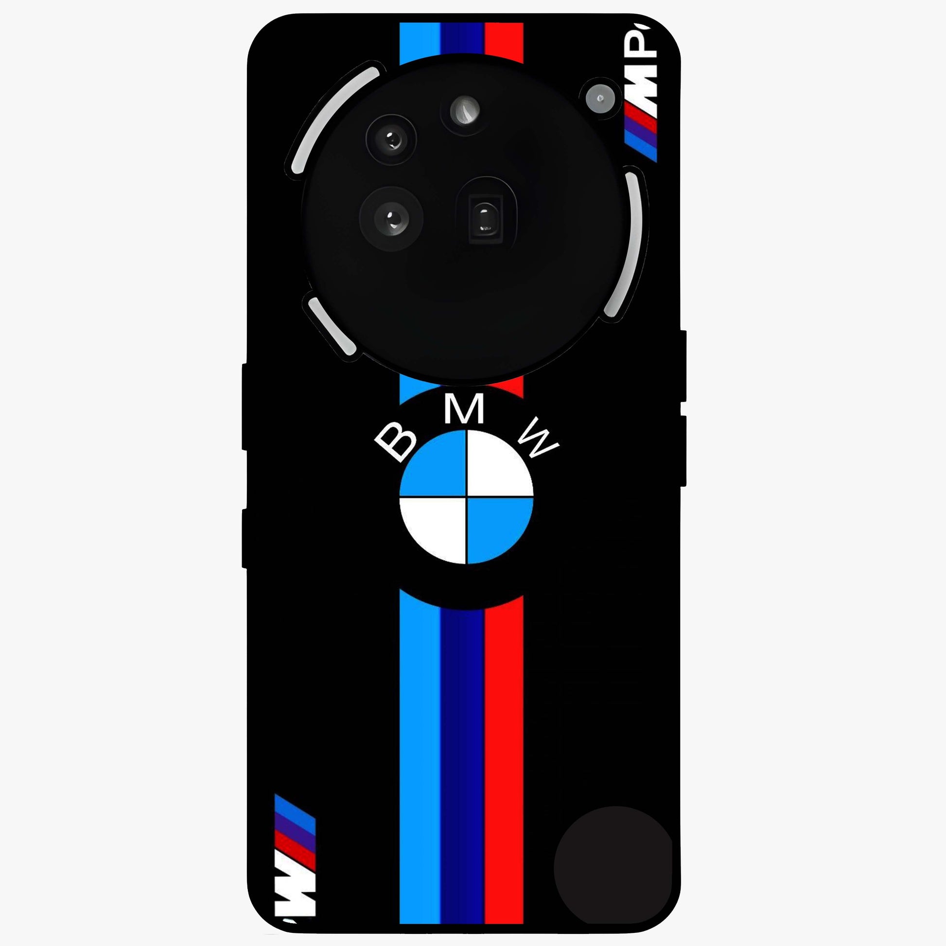 Turbo BMW Beast Glass Case showing flat back view with high performance sports car artwork and glossy glass finish.