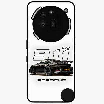 Turbo Legacy Icon Glass Case showing flat back view with iconic sports car inspired artwork and glossy glass finish.