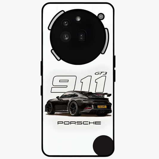 Turbo Legacy Icon Glass Case showing flat back view with iconic sports car inspired artwork and glossy glass finish.