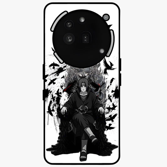 Uchiha Shadow Throne Glass Case showing flat back view with cosmic underwater themed artwork and glossy glass finish.