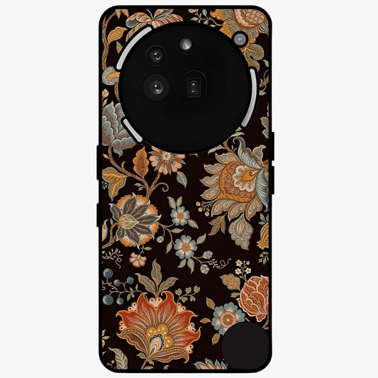 Vintage Floral Dream Glass Case showing flat back view with classic floral artwork and glossy glass finish.