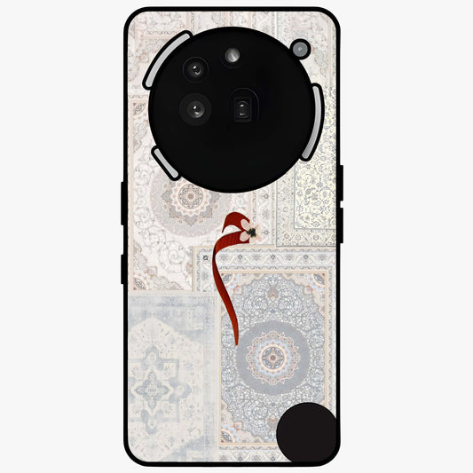 White Aesthetic Bow Glass Case showing flat back view with minimal bow artwork and glossy glass finish.