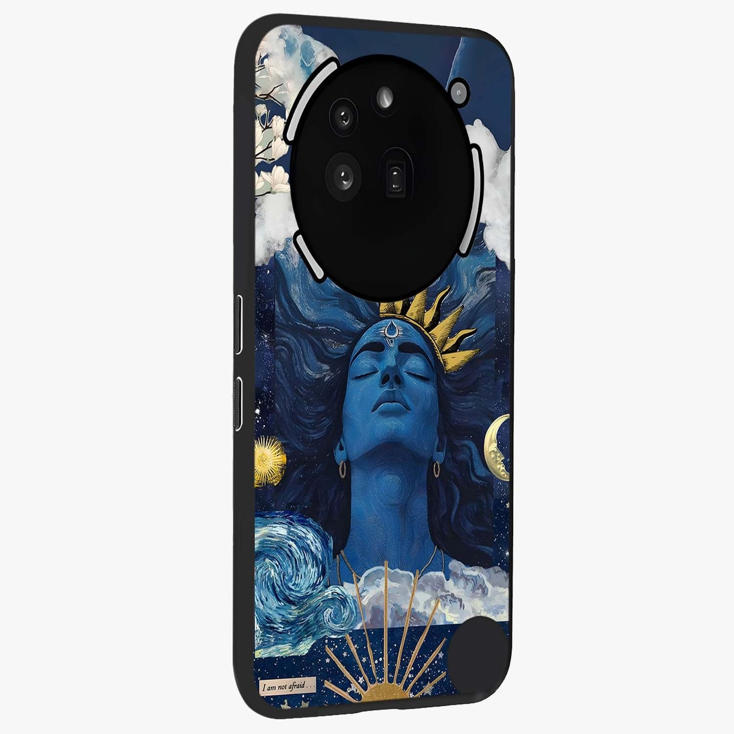 Aesthetic Lord Shiva Glass Case upright view showcasing powerful Lord Shiva artwork with devotional theme.