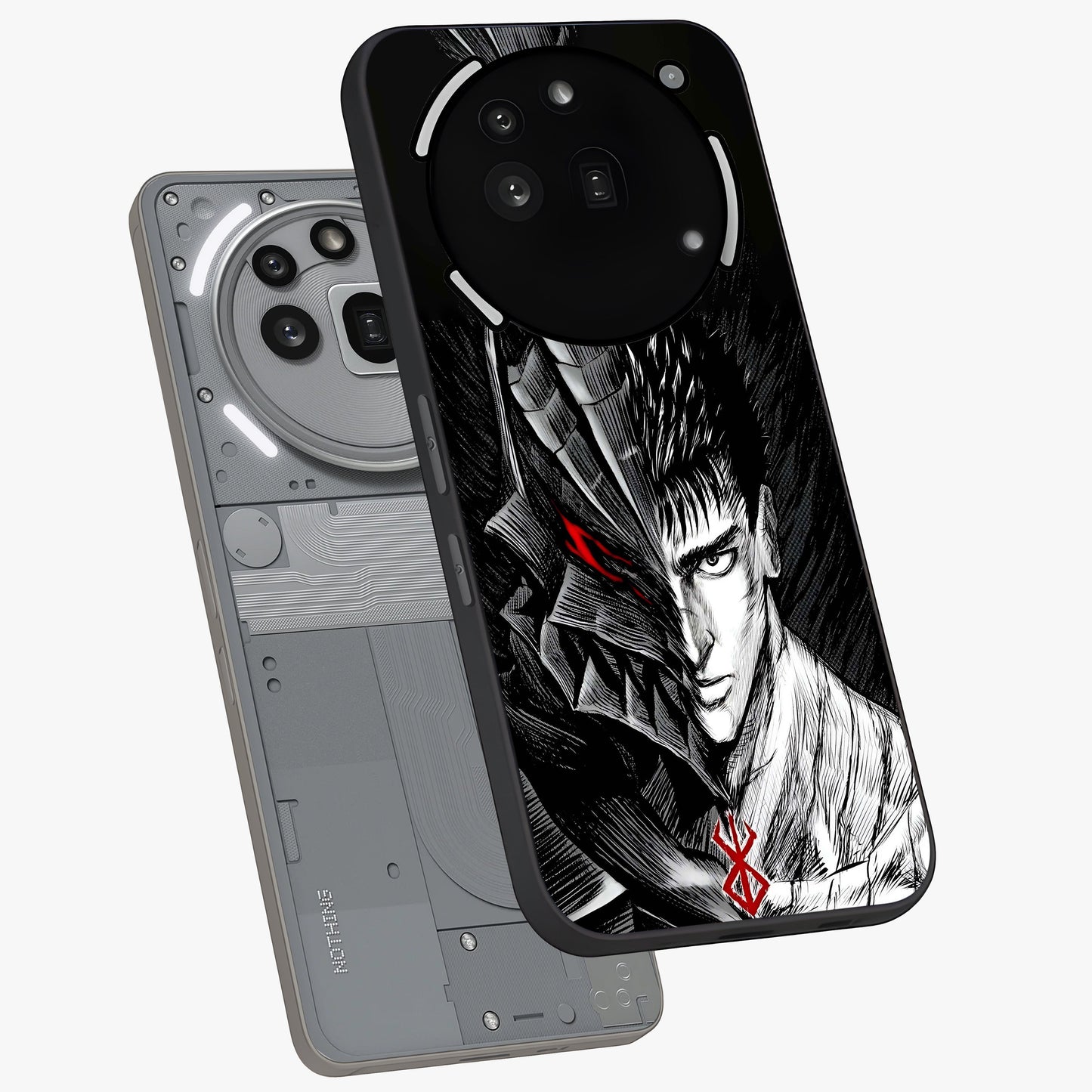 Berserker Blood Oath Glass Case displayed in angled mockup highlighting dark fantasy graphic design and powerful theme.