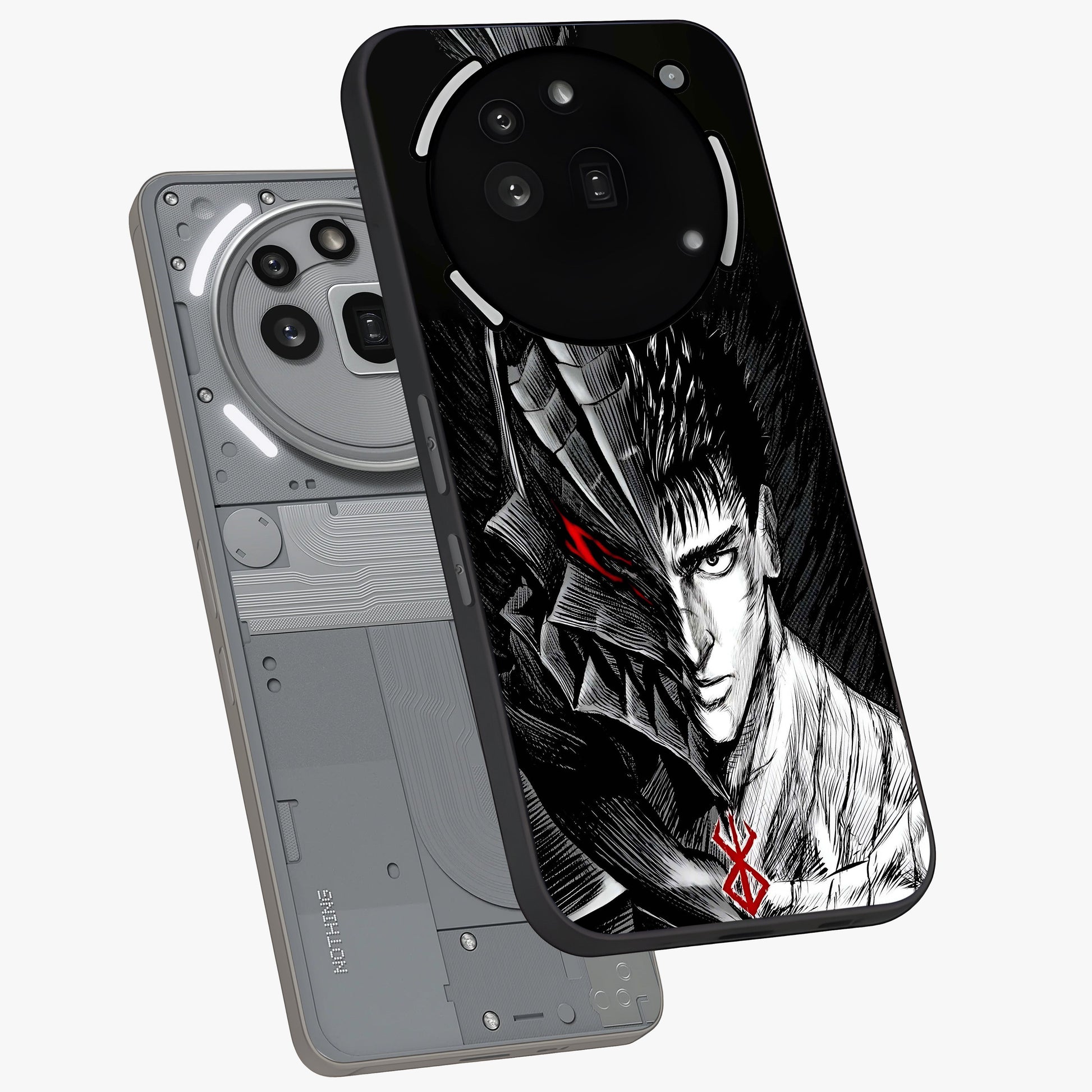Berserker Blood Oath Glass Case displayed in angled mockup highlighting dark fantasy graphic design and powerful theme.