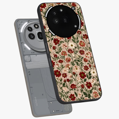 Biege Flower With Leaf Glass Case displayed in angled mockup highlighting minimal floral leaf design and elegant aesthetic.