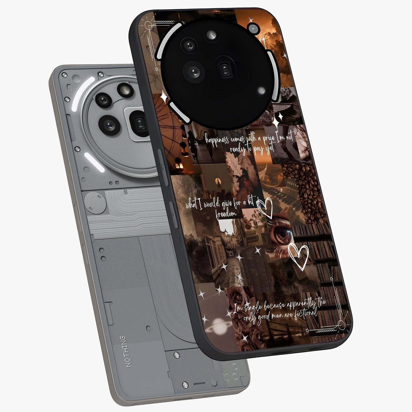 Bittersweet Aesthetic Chaos Glass Case displayed in angled mockup highlighting expressive abstract artwork and edgy aesthetic theme.