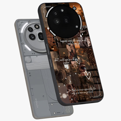 Bittersweet Aesthetic Chaos Glass Case displayed in angled mockup highlighting expressive abstract artwork and edgy aesthetic theme.