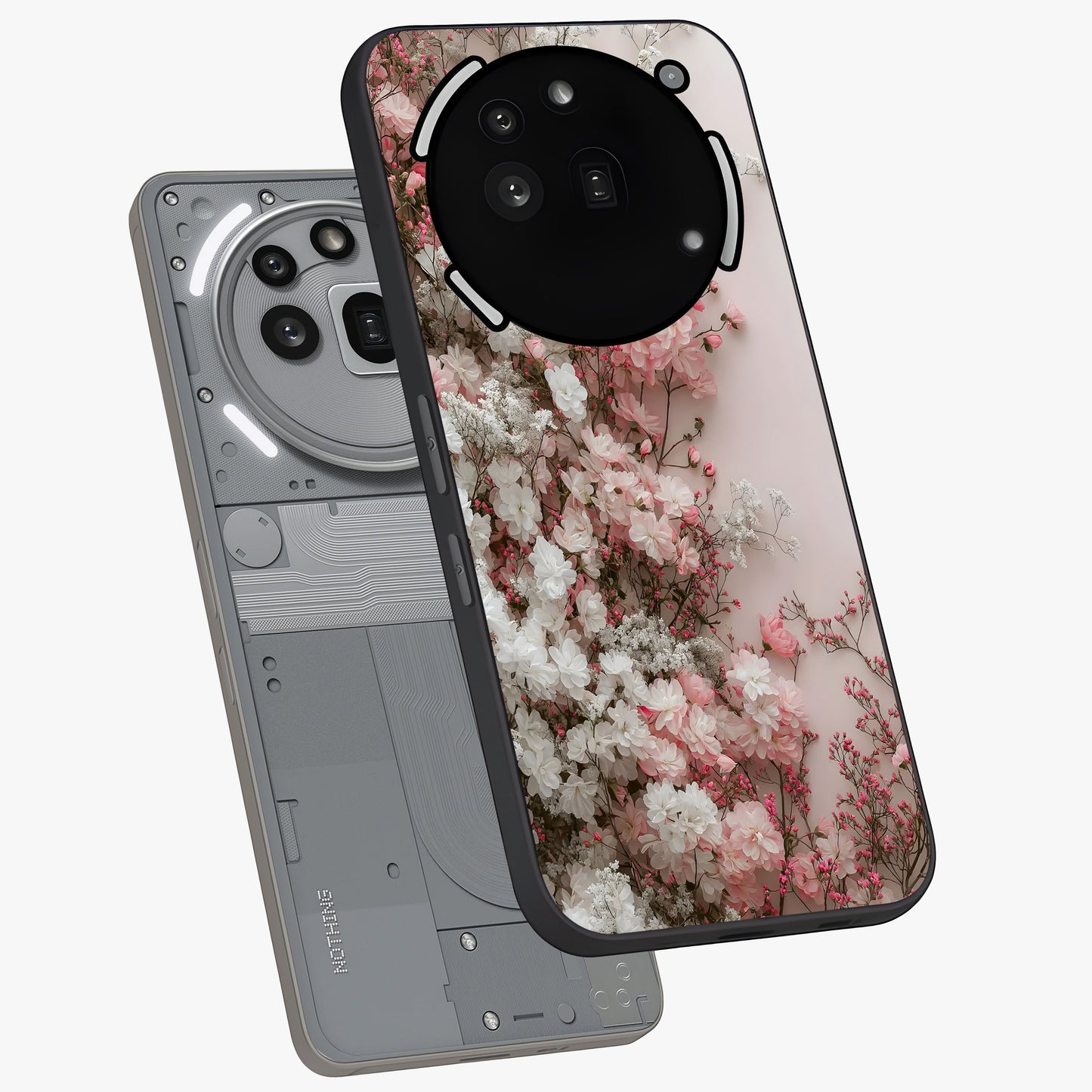 Blush Blossom Cloud Glass Case displayed in angled mockup highlighting soft cloud and blossom design with pastel aesthetic.