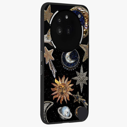 Celestial Gem Constellations Glass Case upright view showcasing cosmic constellation artwork with celestial aesthetic style.