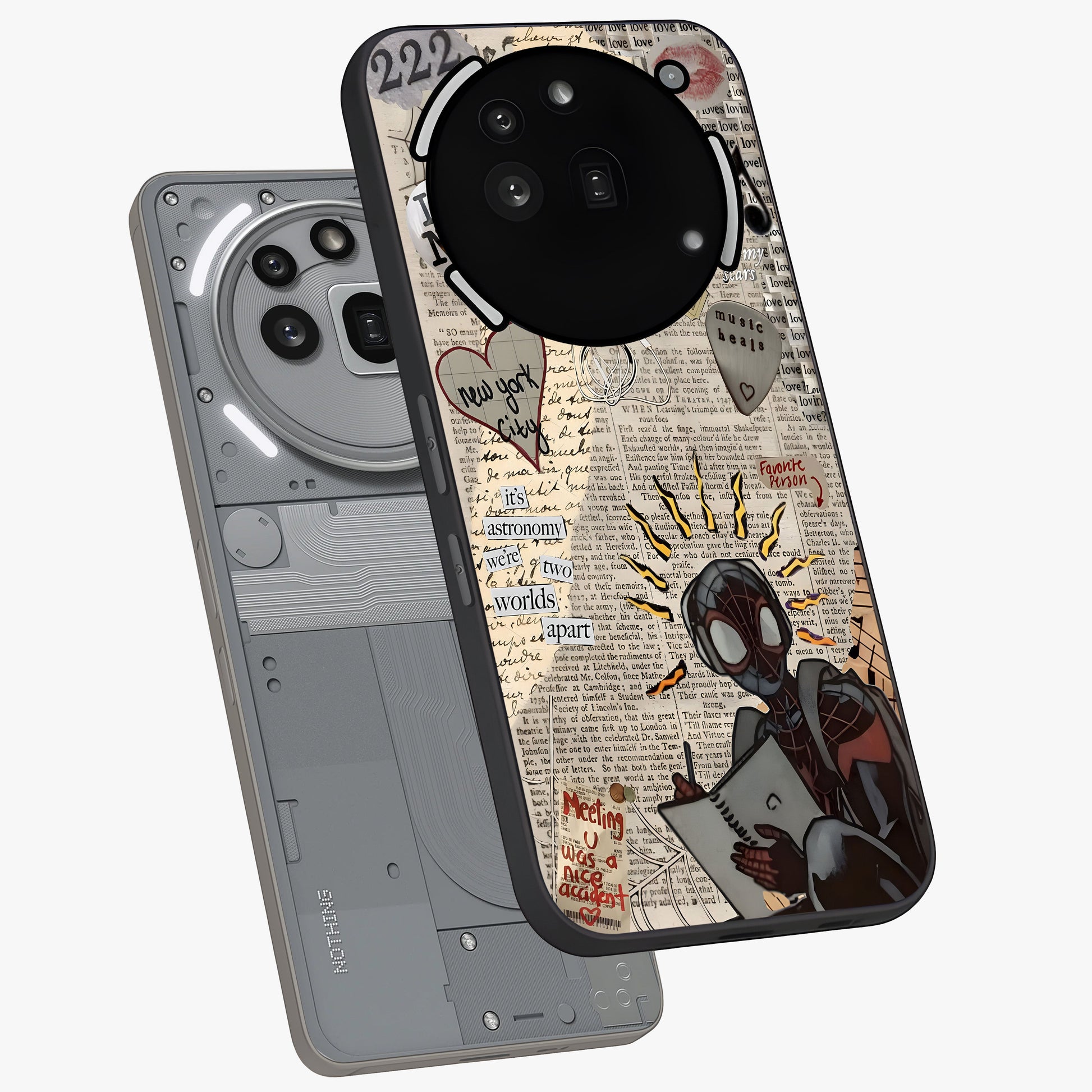 City Dream Sketch Glass Case displayed in angled mockup highlighting minimal city illustration with aesthetic sketch style.