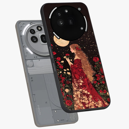 Crimson Dreams Glass Case displayed in angled mockup highlighting soft crimson aesthetic design with artistic theme.