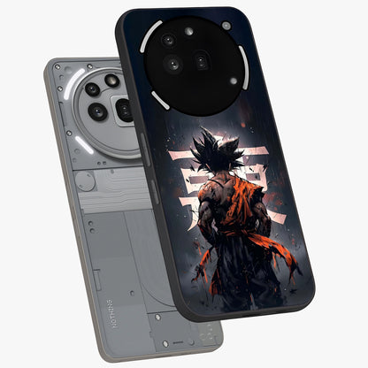 Dark Warrior In Rain Glass Case displayed in angled mockup highlighting dramatic warrior illustration with dark rain aesthetic.