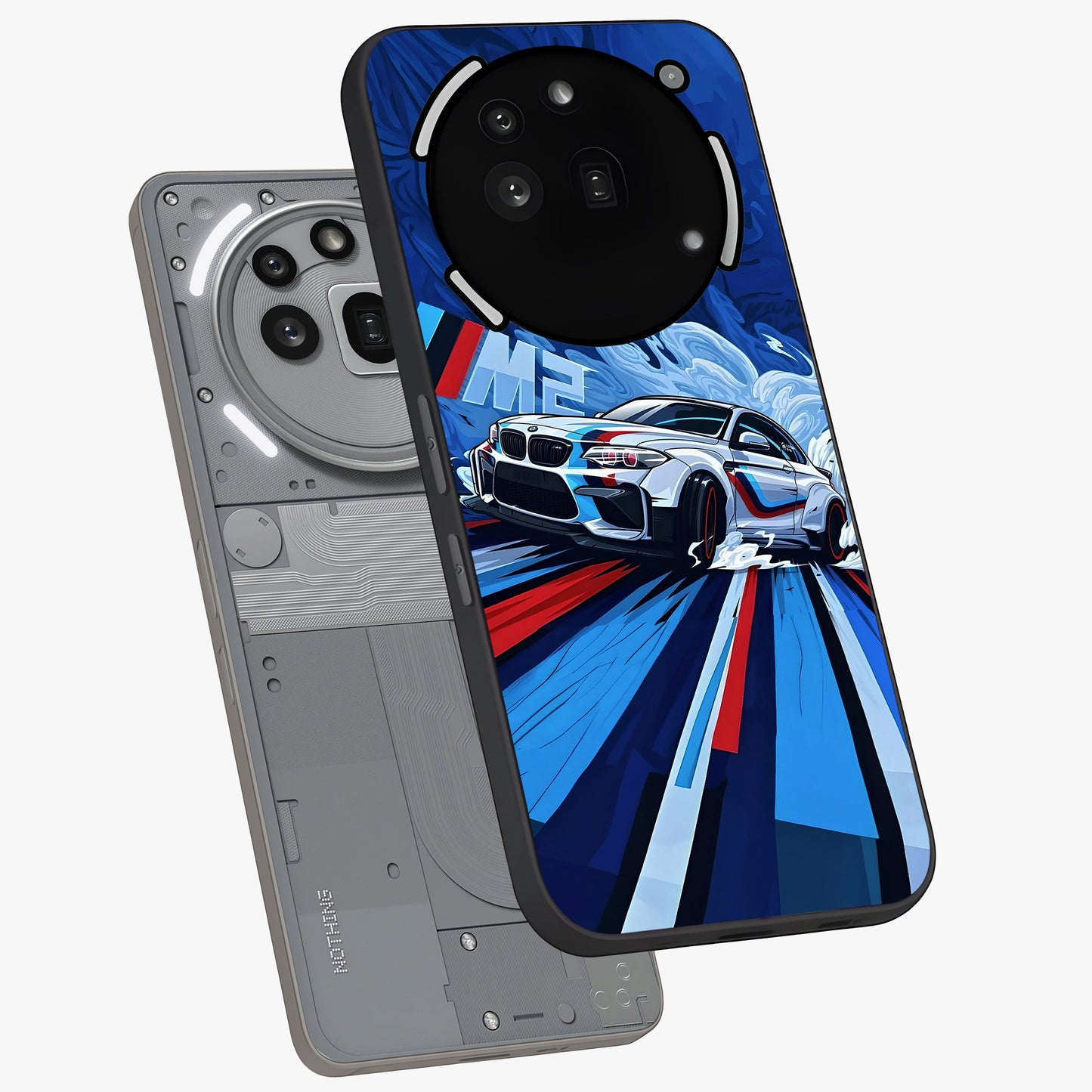 Drift Power Rush Glass Case displayed in angled mockup highlighting powerful drift car design with sporty aesthetic style.