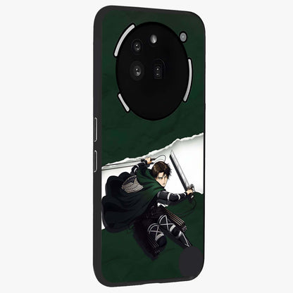 Emerald War Vanguard Glass Case upright view showcasing dramatic warrior artwork with bold fantasy theme.