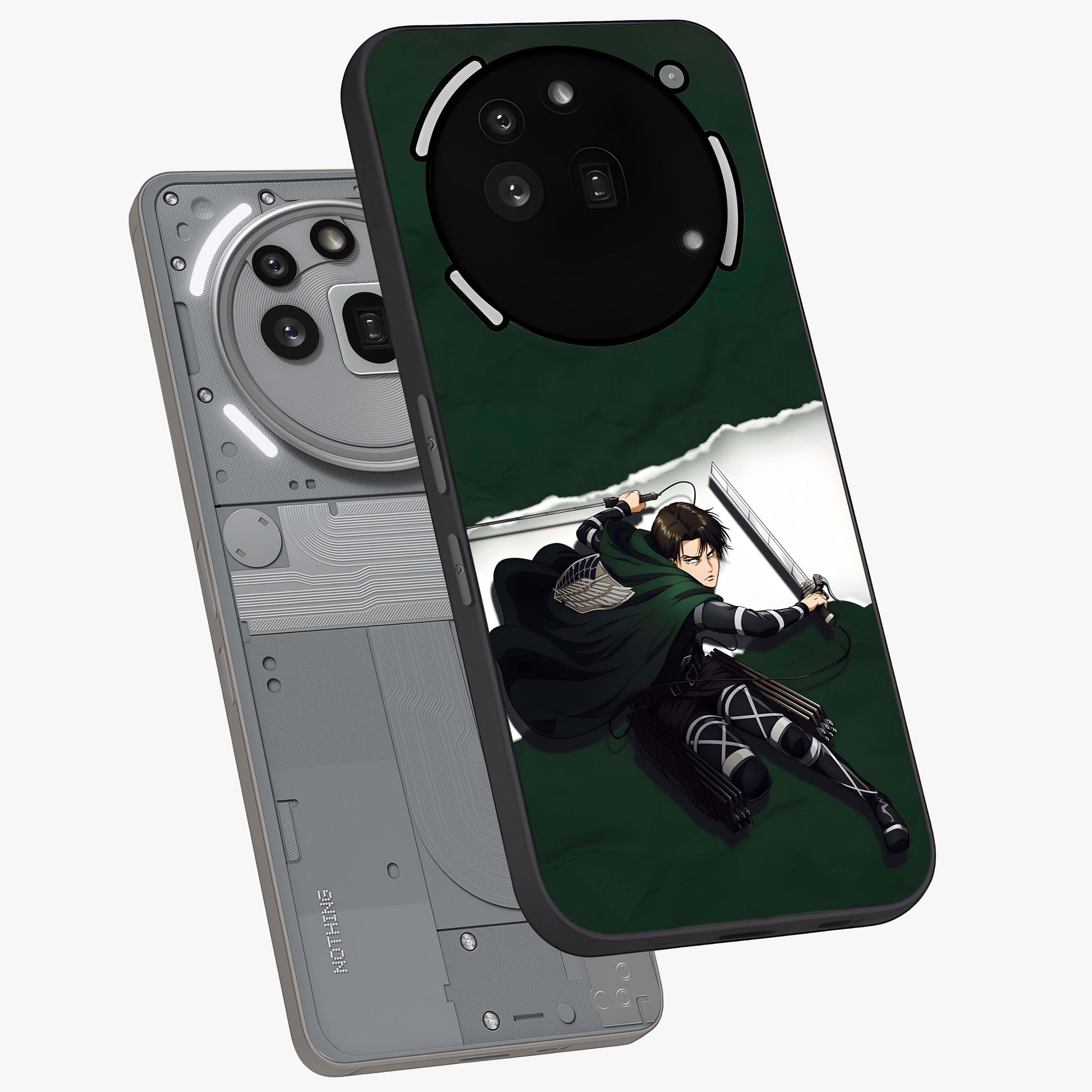 Emerald War Vanguard Glass Case displayed in angled mockup highlighting intense battle inspired design with emerald tone aesthetic.