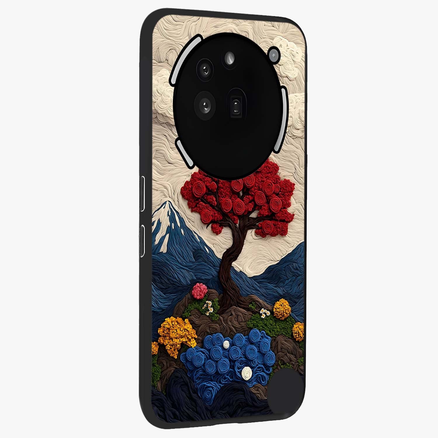 Eternal Nature Tapestry Glass Case upright view showcasing elegant nature tapestry design with decorative style.