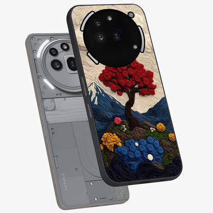 Eternal Nature Tapestry Glass Case displayed in angled mockup highlighting detailed botanical pattern with artistic aesthetic.