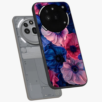 Flower Paper Art Pattern Glass Case displayed in angled mockup highlighting layered paper flower design with artistic aesthetic.