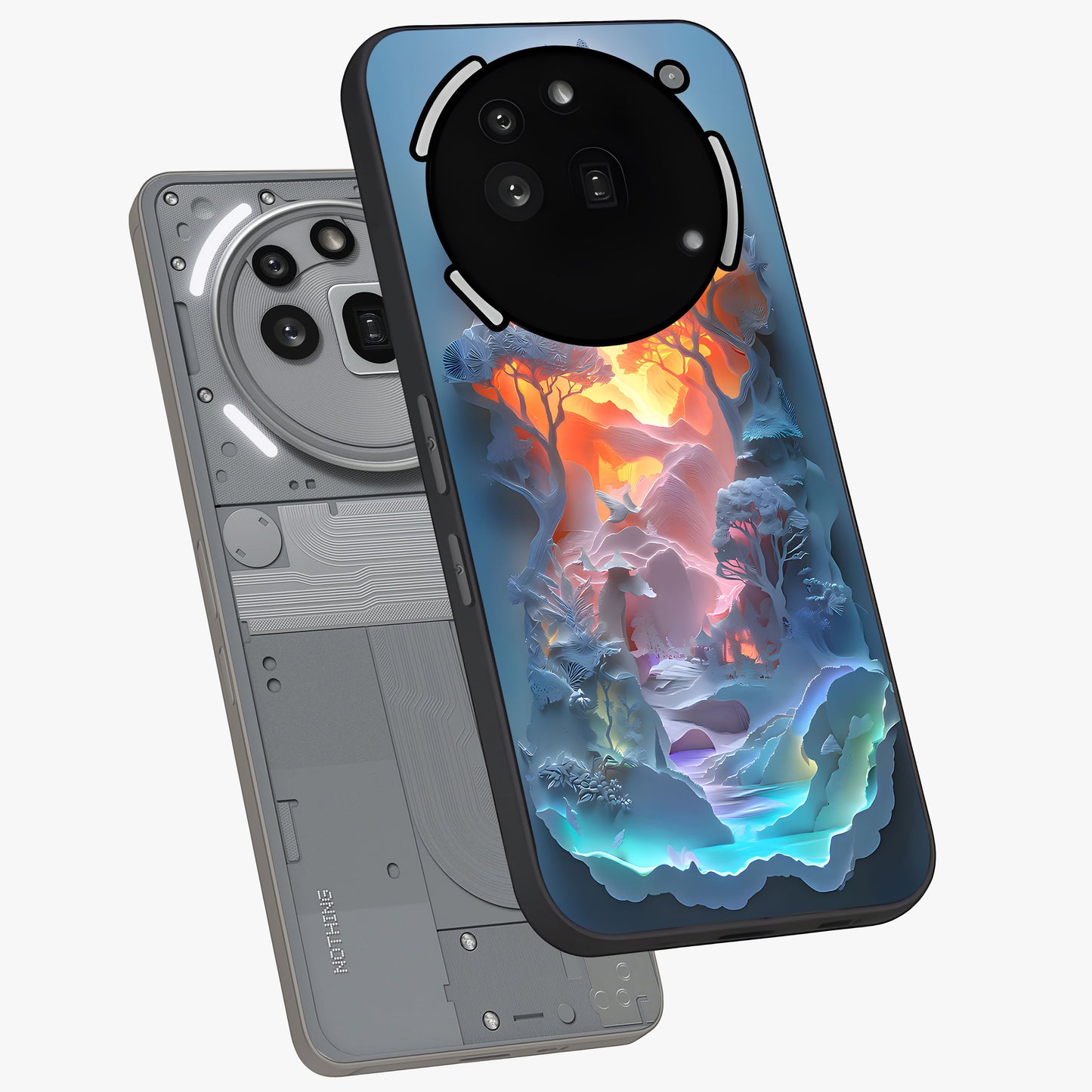 Glow Forest Portal Glass Case displayed in angled mockup highlighting mystical forest design with magical glowing aesthetic.