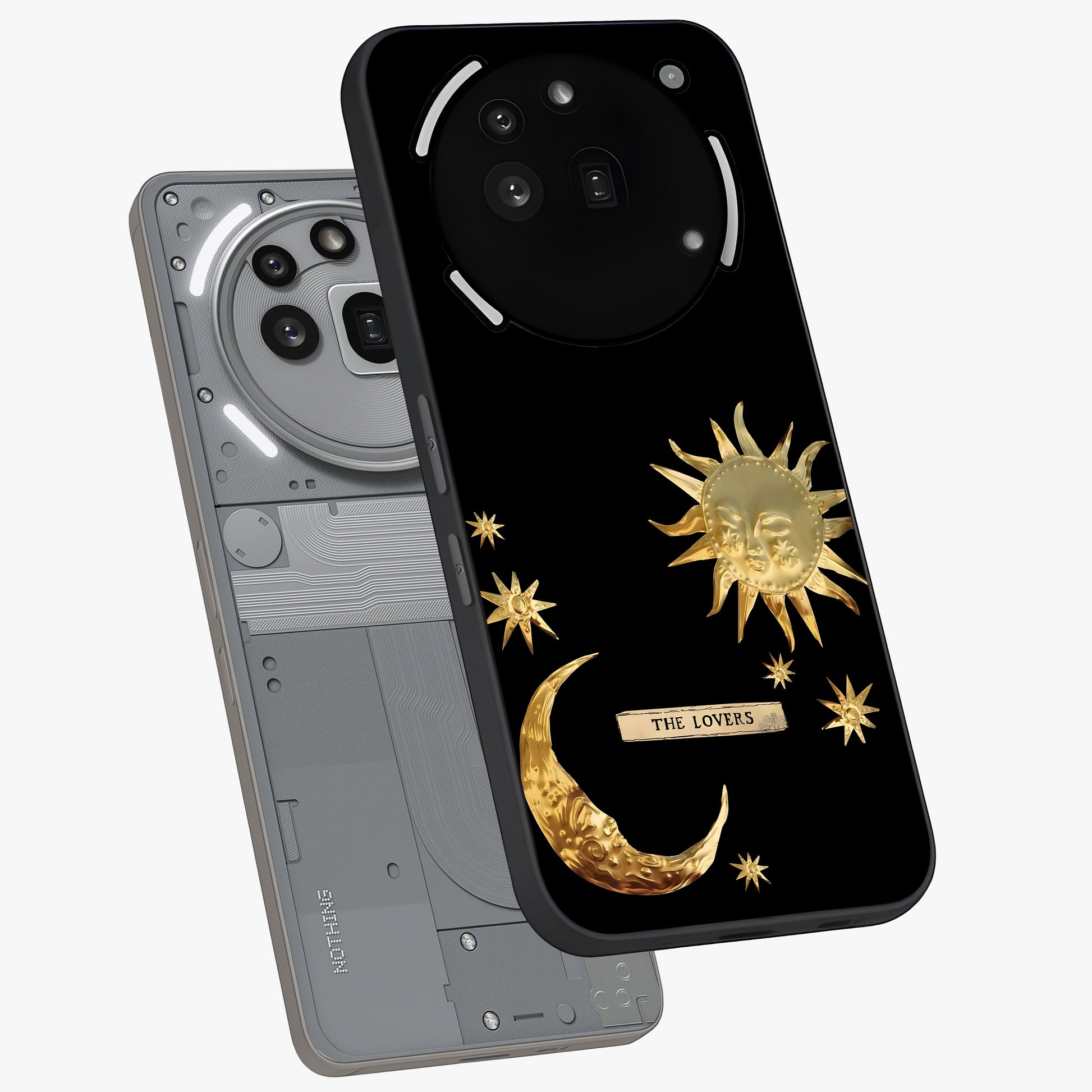 Gold Sun Blush Glass Case displayed in angled mockup highlighting radiant sun design with warm golden aesthetic.