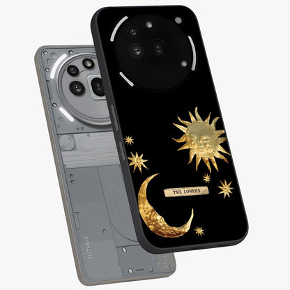 Gold Sun Blush Glass Case displayed in angled mockup highlighting radiant sun design with warm golden aesthetic.