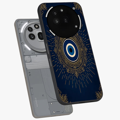 Golden Celestial Charm Glass Case displayed in angled mockup highlighting sparkling cosmic charm design with celestial aesthetic.